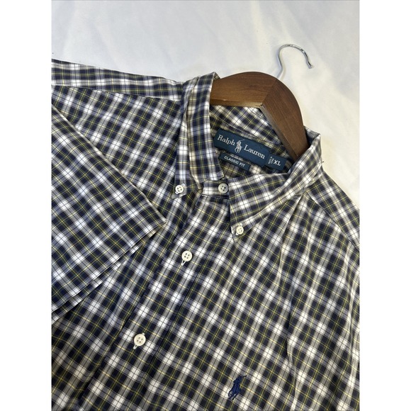 Polo Ralph Lauren Button Up Shirt Short Sleeve Multicolor Plaid Cotton Men's XL - Picture 1 of 8